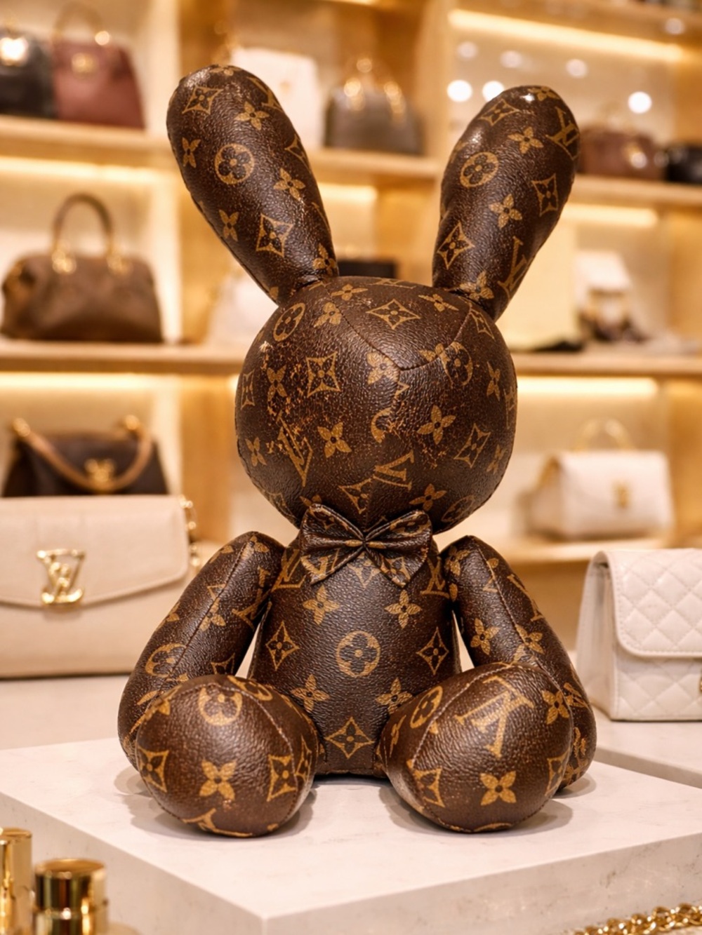 SHIPS FAST - Brown Leather Easter Bunny Rabbit - 1 Foot,3 Inches Tall Teddy Bear